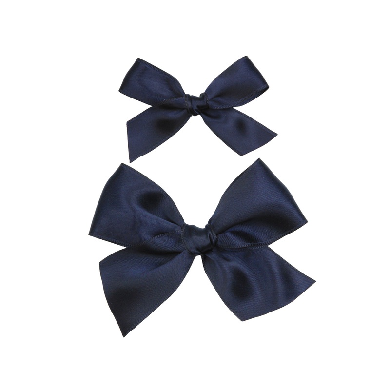 Satin Bow – Midnight Blue Clip