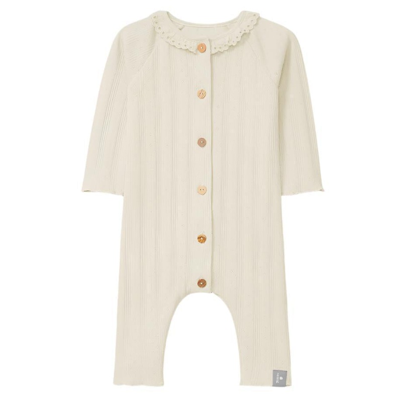 Snug – Organic Pointelle Button Romper – Cream