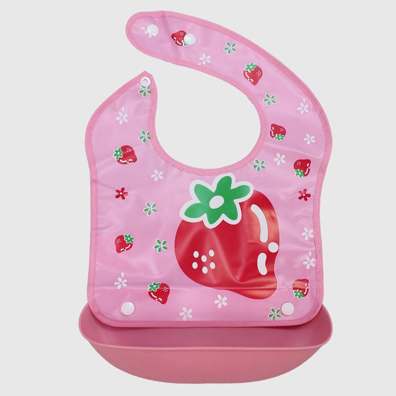 Strawberry Bib With Silicone Pocket