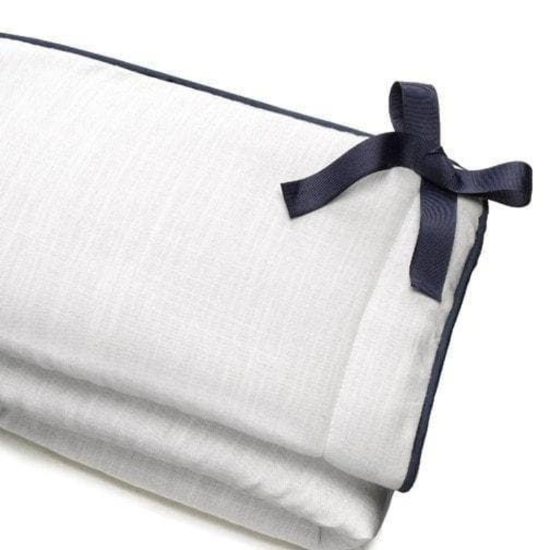 White Crib Rail Cover (Navy Trim)
