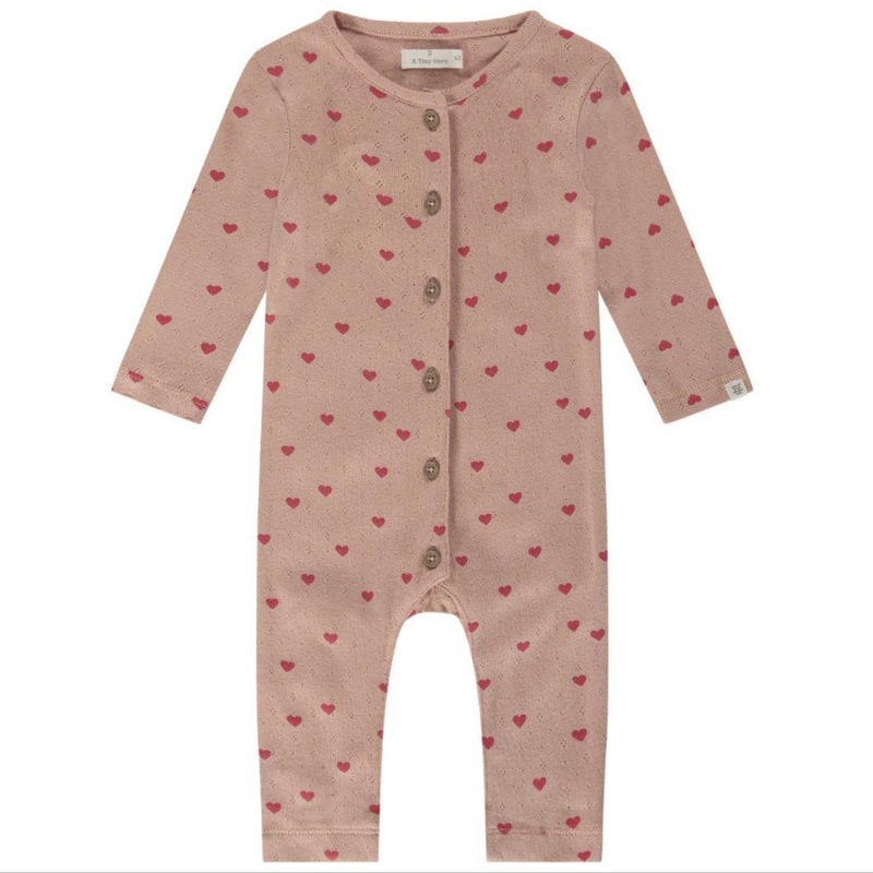 Babyface – Organic Button-Up Romper – Pink Hearts