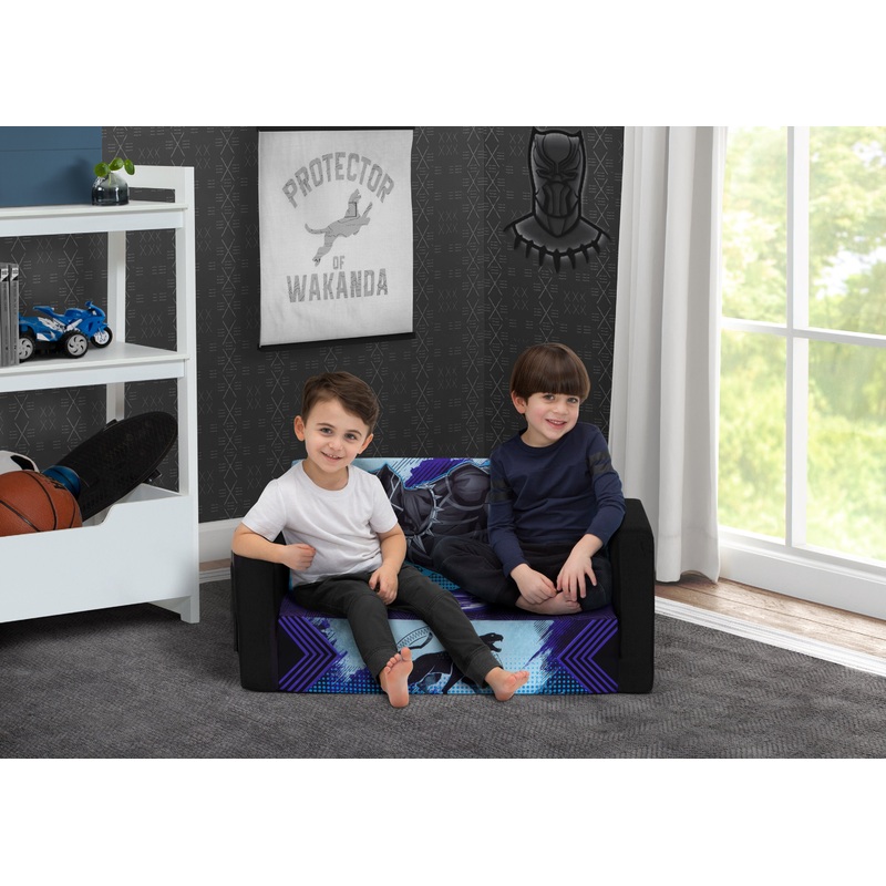 Marvel Black Panther Cozee Flip-Out Sofa with Memory Foam – 2-in-1 Convertible Sofa to Lounger