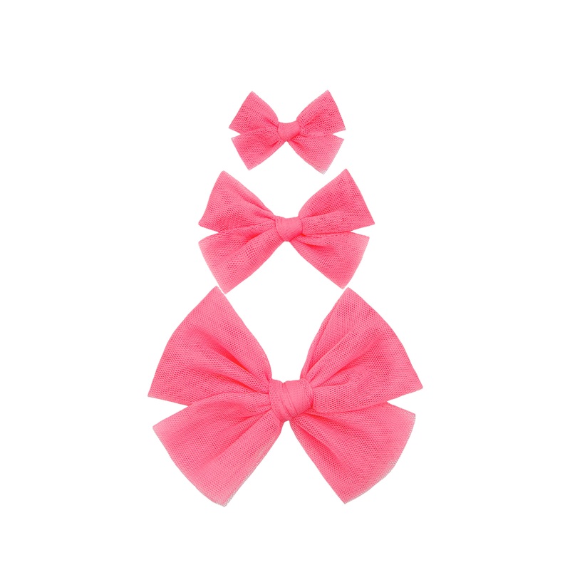 Tulle Bow – Strawberry Clip