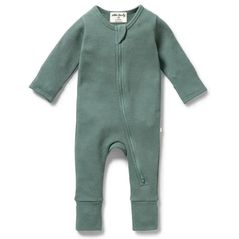 Wilson + Frenchy – Organic Cotton Waffle Romper – Pine Green
