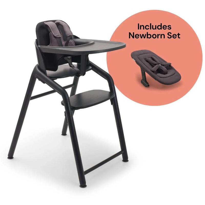 Bugaboo Giraffe Complete High Chair + Newborn Set Bundle – Black / Tornado Grey