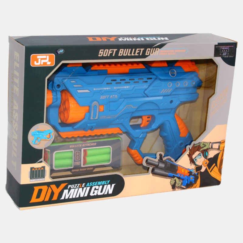 Puzzle Assembly Soft Bullet Gun  Safe & Fun Toy for Kids (Baby Blue)