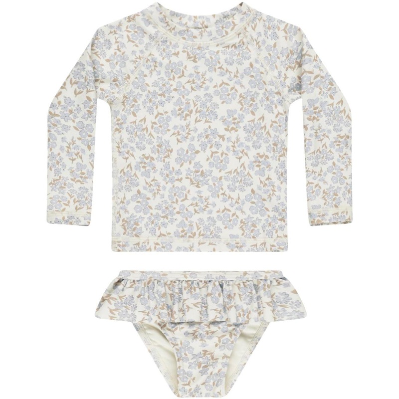 Rylee + Cru Rashguard Girls Set || Blue Ditsy