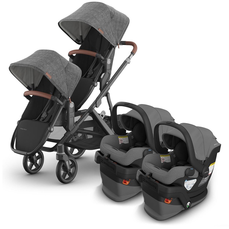 UPPAbaby Vista V3 Twin Stroller with RumbleSeat V3 + Mesa V3 Travel System Bundle – Greyson / Greyson