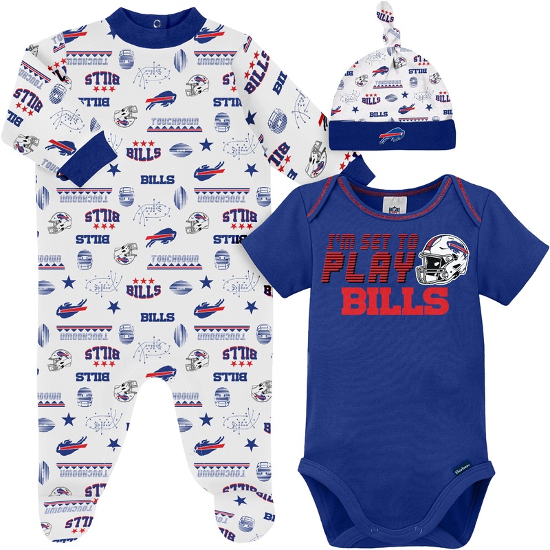 3-Piece Baby Boys Buffalo Bills Bodysuit, Sleep ‘N Play, and Cap Set