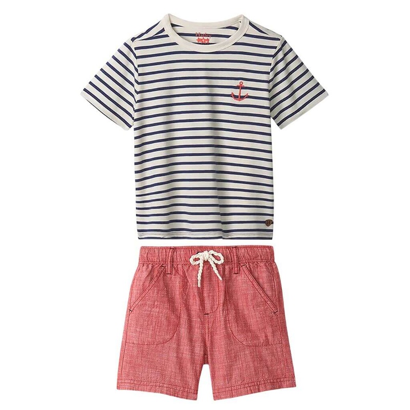 Anchor Stripe Tee with Shorts Set