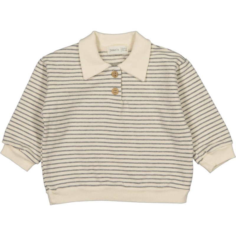 Bean’s (Barcelona) – Organic Polo Sweatshirt – Ecru Stripe