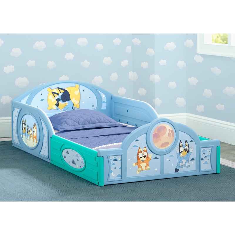 Bluey Sleep and Play Toddler Bed with Built-In Guardrails