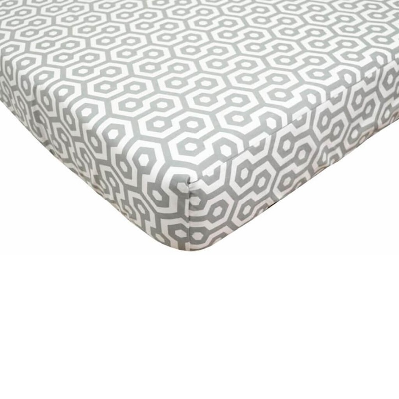Crib Fitted Sheet Grey Print
