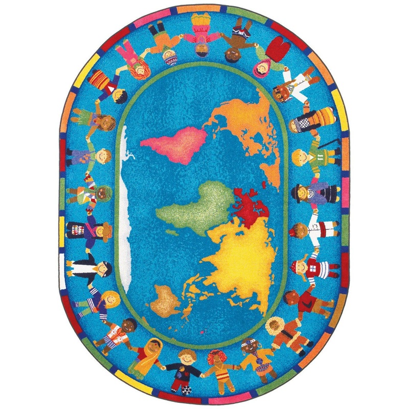 Hands Around the World 7’8″ x 10’9″ Oval area rug in color Multi
