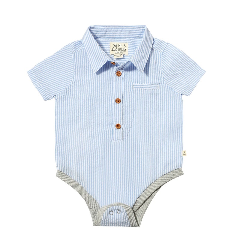 Helford Short Sleeved Bodysuit – Blue & White Double Stripe