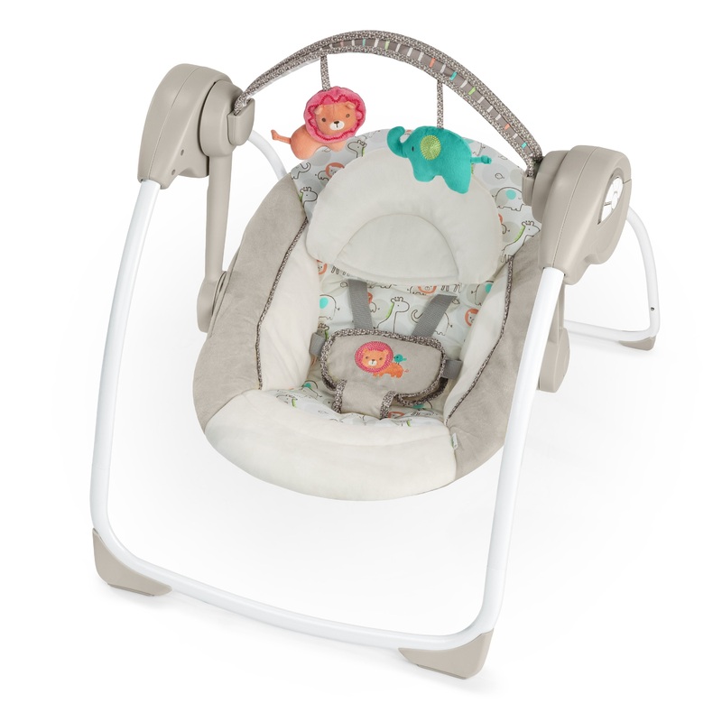 Ingenuity Soothe ‘n Delight Portable Baby Swing with Music, Cozy Kingdom