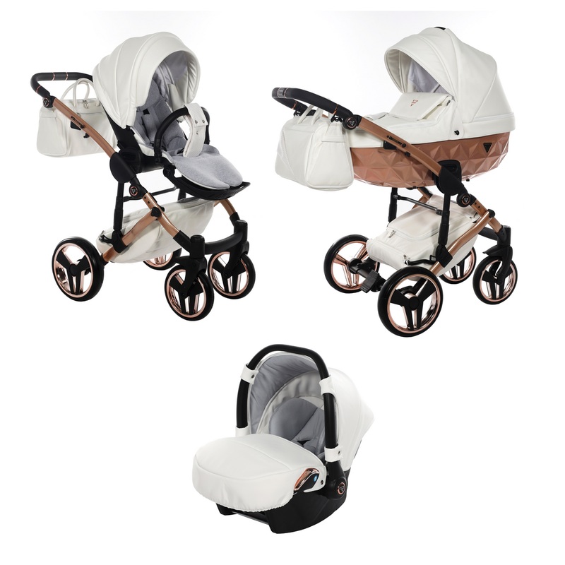 JUNAMA FLUO INDIVIDUAL SATIN WHITE ROSE GOLD – 3IN1 (INCLUDES CAR SEAT)