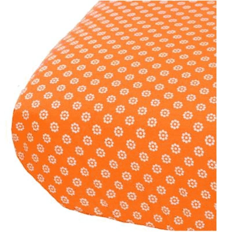 Oliver B Crib Sheet in Orange with Mod White Flowers