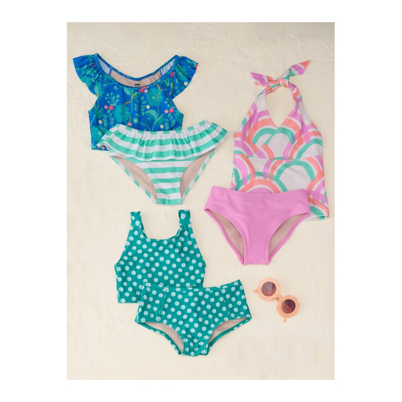 Tea Collection Cross Back Tankini Set – Polka Dots In Green