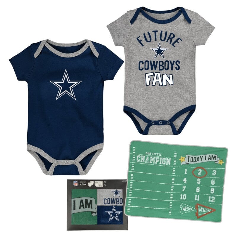 3-Piece Baby Dallas Cowboys Short Sleeve Bodysuit and Blanket Set