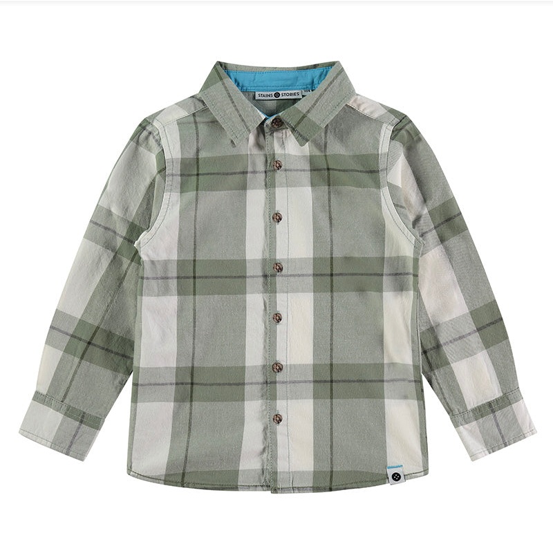 Boy’s Longsleeve Plaid Shirt – Light Army