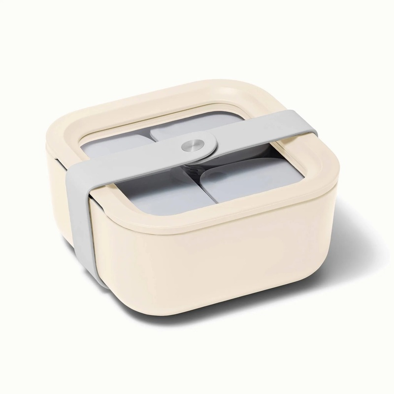 Small Ceramic Coated Glass Food Storage Container Cream