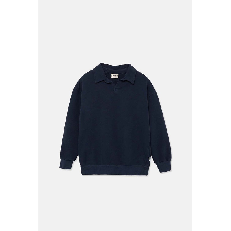 Soft Fleece Polo Sweatshirt – Navy