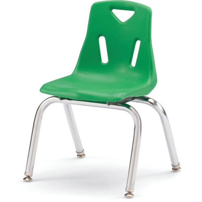 Berries Stacking Chair with Chrome-Plated Legs – 14″ Ht – Green