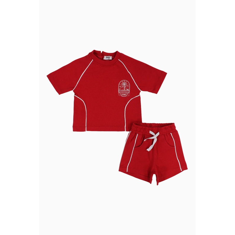 Unisex Baby Red Cotton 2-Piece Outfit Set