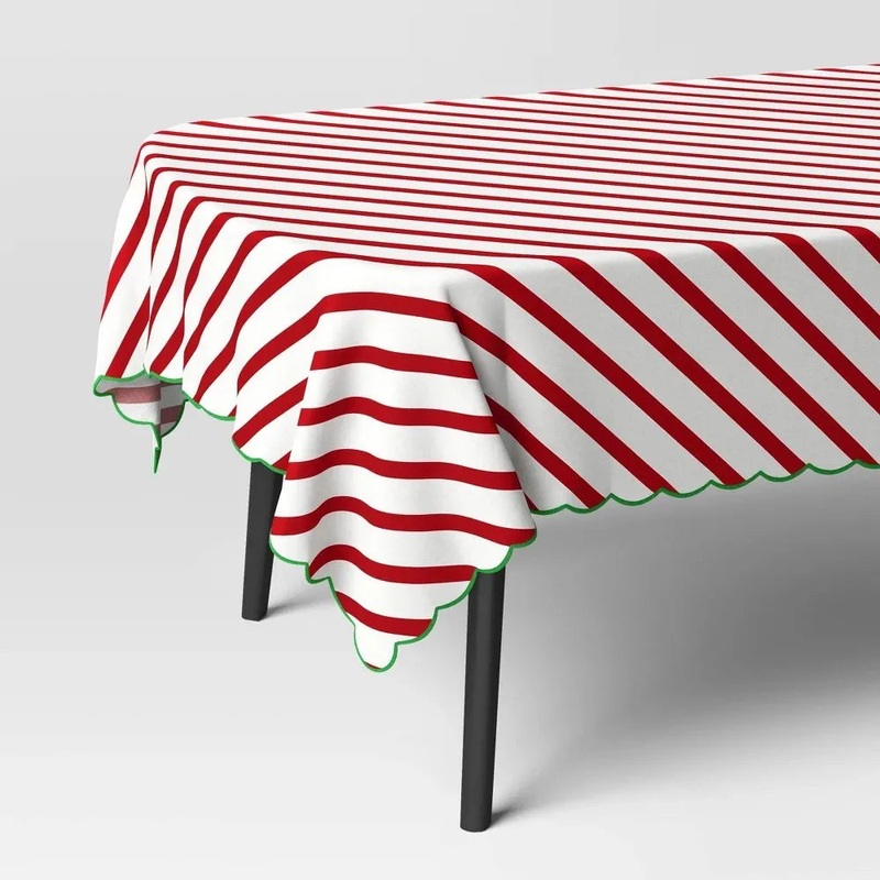 104″x60″ Red Striped Tablecloth