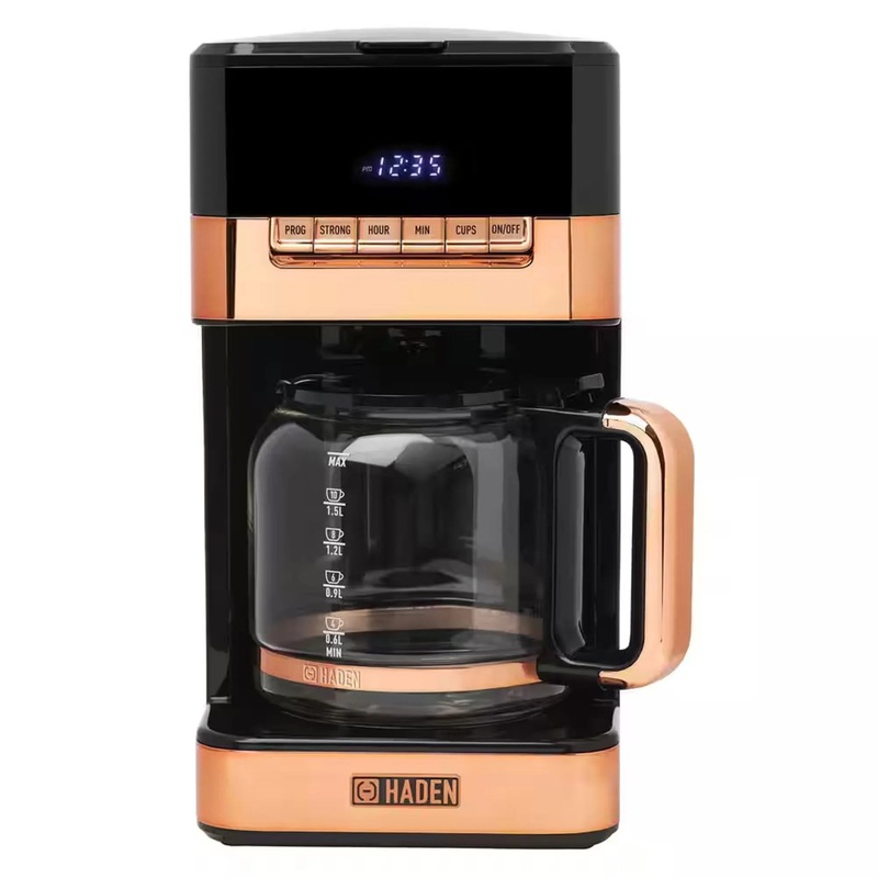 12-Cup Programmable Digital Coffee Maker- Black and Copper (See Description)