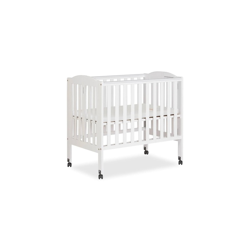 2-in-1 Portable Folding Stationary Side Crib – White (See Description)