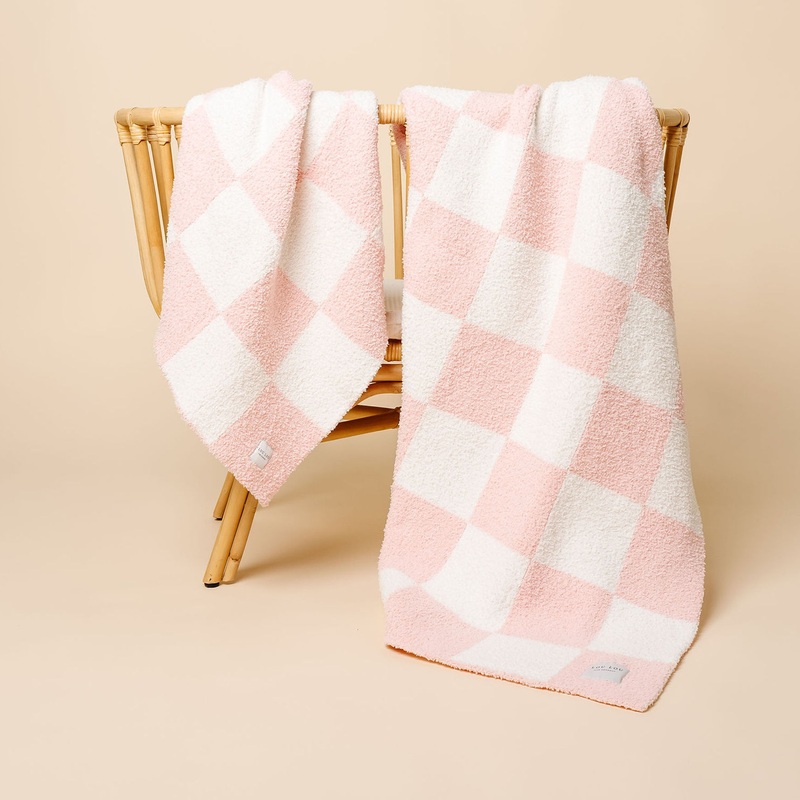 Chenille Blanket – Blush Check – Small & Large
