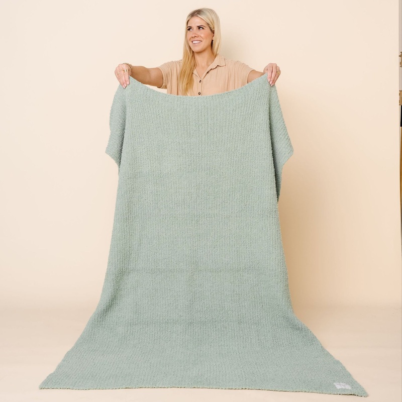 Chenille Blanket – Sage – Adult/Throw