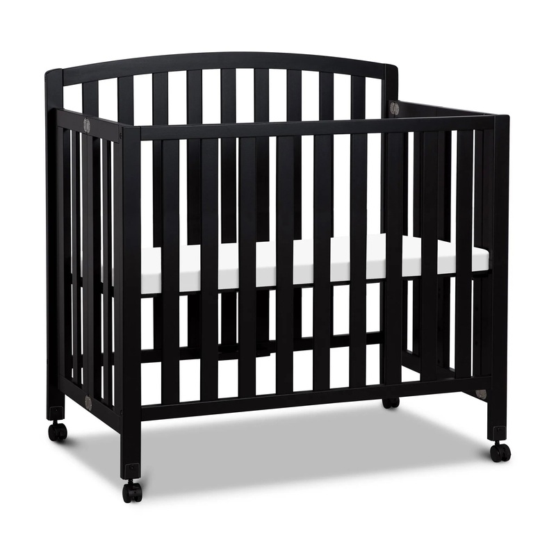 Dylan Folding Portable 3-in-1 Mini Crib and Twin Bed – Black