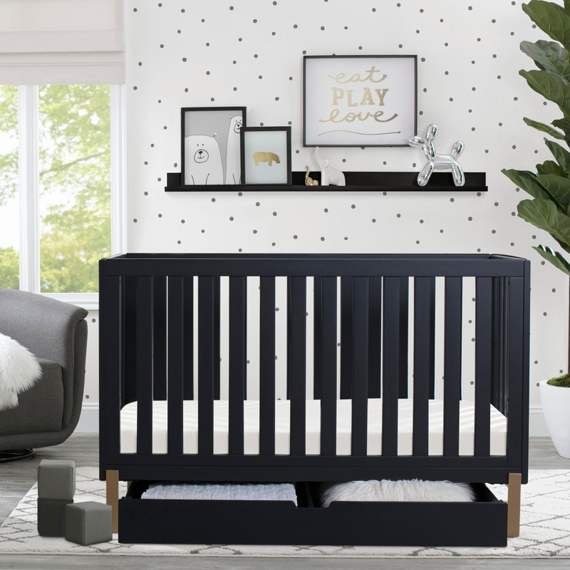 Hendrix 4-in-1 Convertible Crib + Under Crib Roll-Out Storage