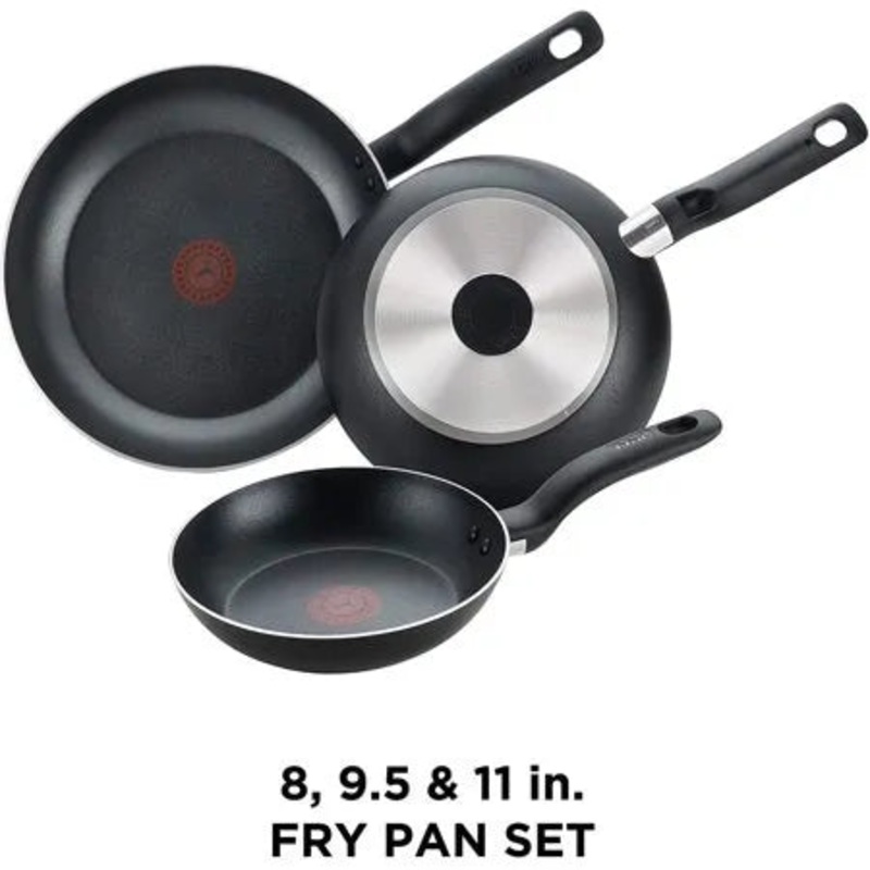 T-fal Specialty 3 PC Initiatives Nonstick Inside and Out, 8″, 9.5″, 11″, Black (See Description)