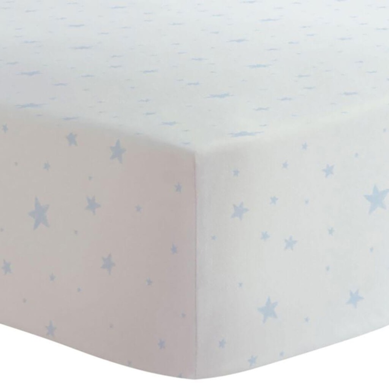 Flannel Bassinet Fitted Sheet Scribble Stars Blue