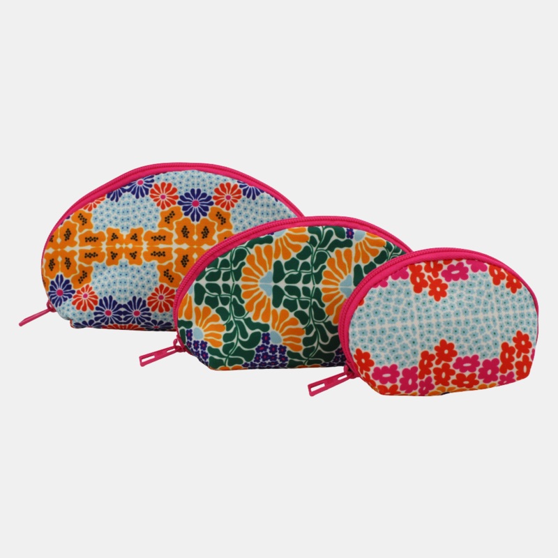 Happy Flowers Make-Up Round Bags
