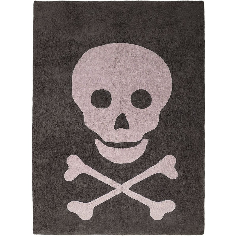 Lorena Canals Skull Rug – Grey/Pink (4′ 8″ x 6′ 7″)