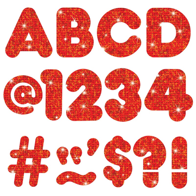 Red Sparkle 4-Inch Casual Uppercase Ready Letters