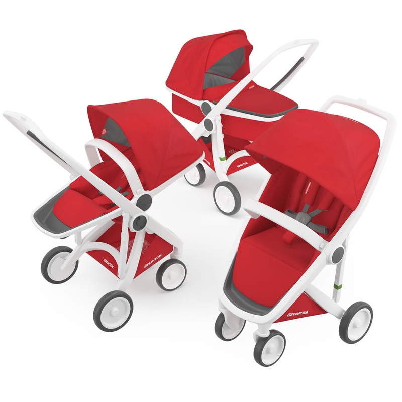 Greentom 3 in 1 Stroller – White/Red