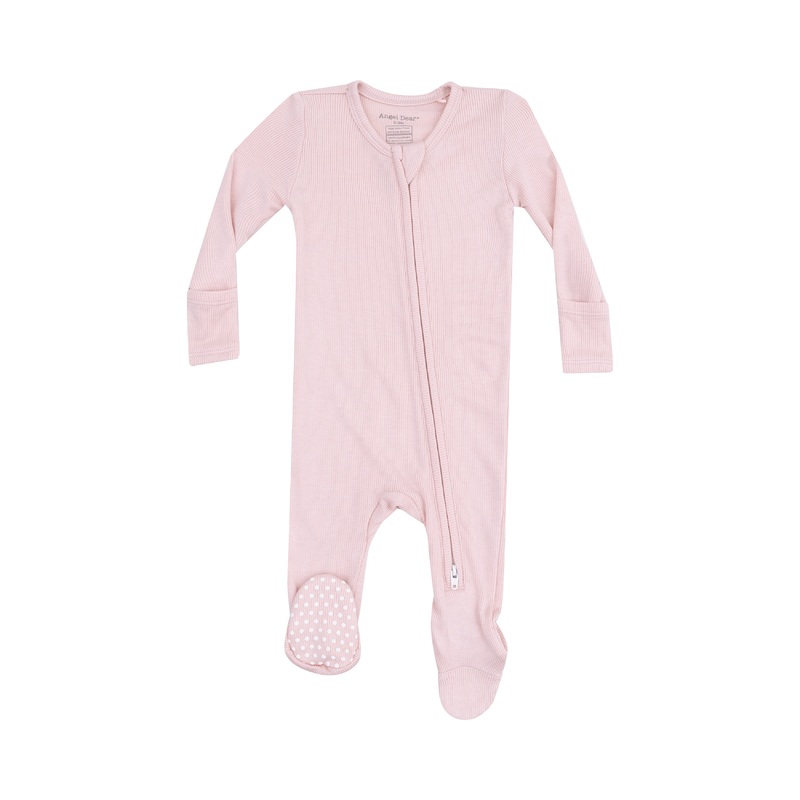 Ribbed 2 Way Zipper Footie – Rose Smoke