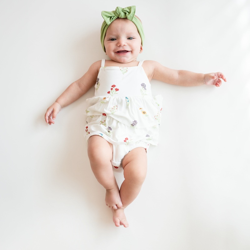 Spaghetti Strap Ruffle Romper in Wildflower