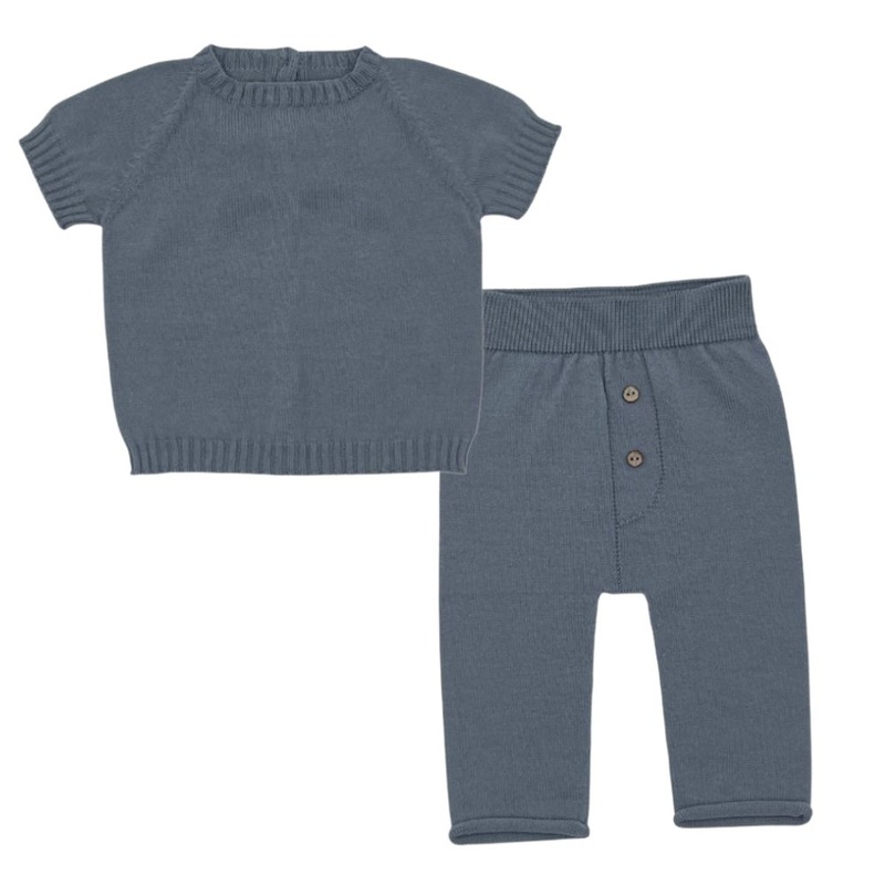 Li + Me – Knit Short Sleeve Top + Pant Set – Ocean
