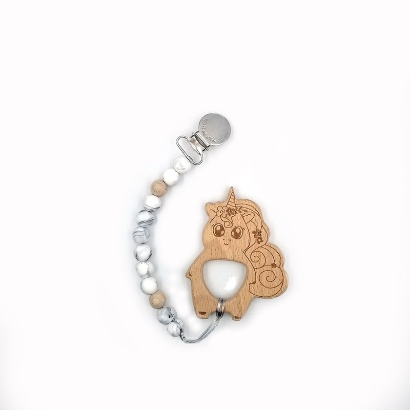 Duo Pacifier Clip/Unicorn – Marble