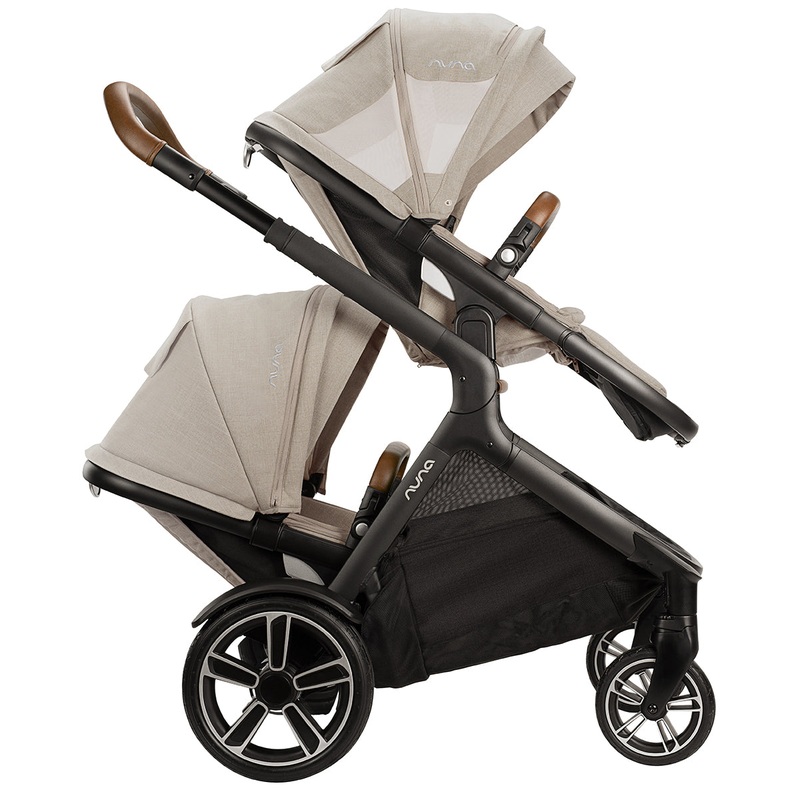 Nuna DEMI Grow Double Stroller with Aire Protect Canopy + Classic Canopy – Hazelwood