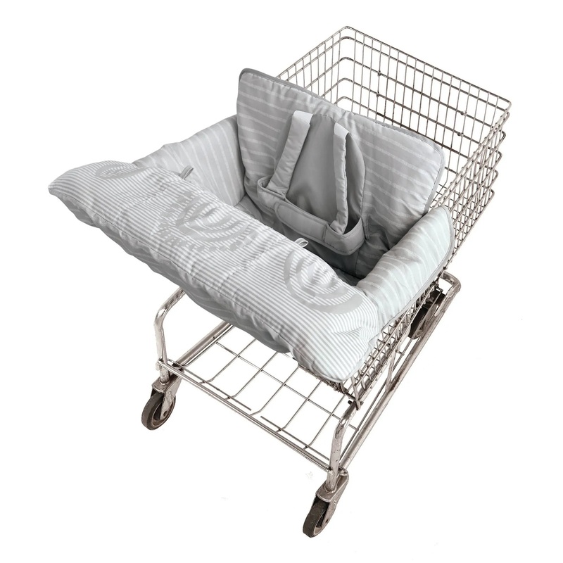 Shopping Cart and Highchair Cover for Baby – Gray Ticking Stripe