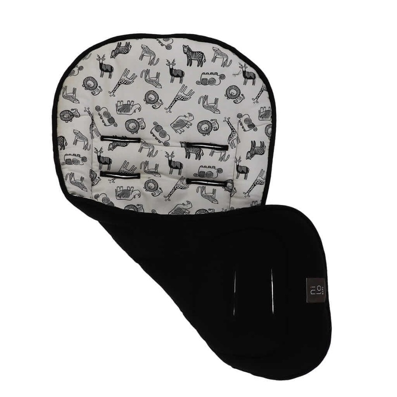 Short Stroller Mat Zoo Animals Black