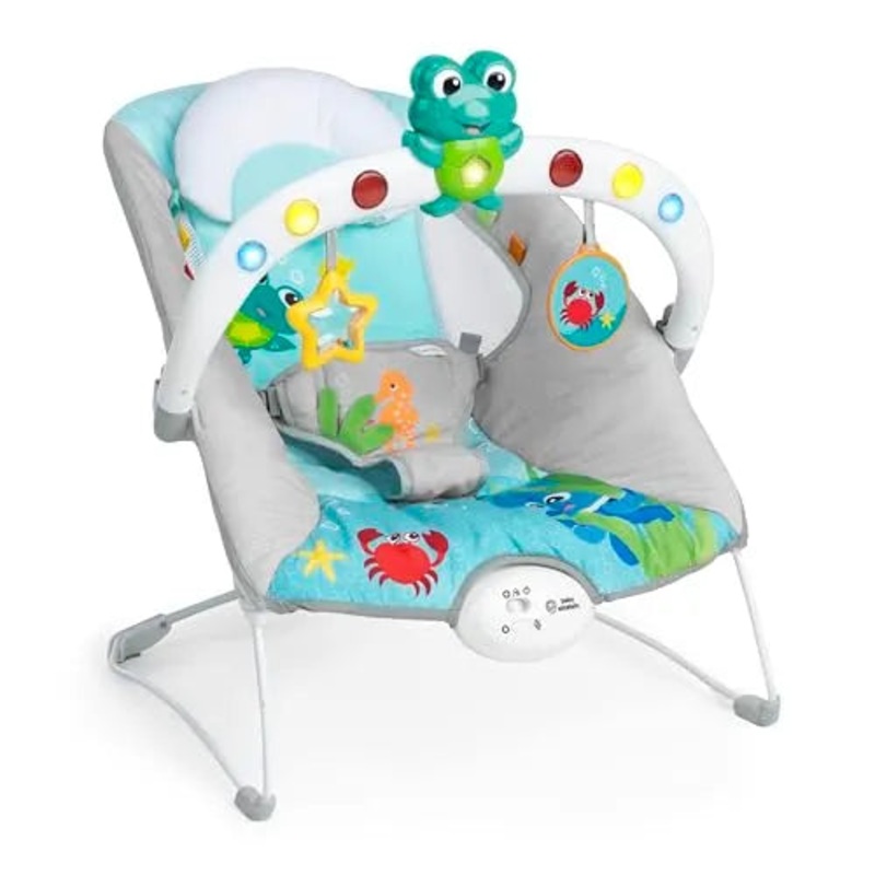 Baby Einstein Ocean Explorers Musical Bouncer Infant Seat, Kick to It Neptune, Unisex, for Ages 0-6 Months up to 20 lbs Neptune Bouncer
